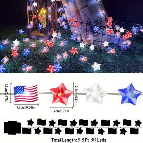 1pc, Flag String Lights, 4th Of July Memorial Day American Flag Stars Decoration String Lights, Battery Operated With Multi-Function Remote Lights