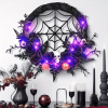 1pc, Prelit Halloween Skull Wreath For Front Door Decor