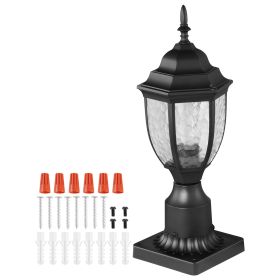 2 Pack Dusk to Dawn Outdoor Post Light, 15.35 in, Waterproof Lamp Post Light Fixtures with 3.5 in Pier Mount Base Glass Shade