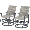 Wicker Rattan Swivel Patio Glider Chair Set of 2, Outdoor Glider Chair with Steel Frame, High Back, Armrests, Yellow
