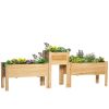 Elevated Wood Planter Box Set of 3 Raised Garden Bed with Legs Liner for Vegetables Herbs Flowers Backyard Patio