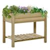 36" x 20" x 30" Raised Garden Bed with Legs and Storage Shelf, Elevated Wood Planter Box, Gardening Standing Growing Bed for Backyard, Patio