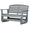 2-Person Outdoor Glider Bench Patio Double Swing Rocking Chair Loveseat w/ Slatted HDPE Frame for Backyard Garden Porch, Light Gray