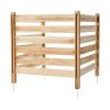 Wood Privacy Fence, 38" W x 36" L, 3 Panel Slatted Air Conditioner Fence Screen, Pool Equipment Enclosure with Metal Stakes, Easy DIY Installation