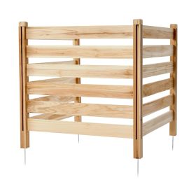 Wood Privacy Fence, 38" W x 36" L, 3 Panel Slatted Air Conditioner Fence Screen, Pool Equipment Enclosure with Metal Stakes, Easy DIY Installation
