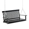 2-Person Hanging Porch Swing Chair, Outdoor Patio Chair, Slatted, Chains, Black, 440lbs