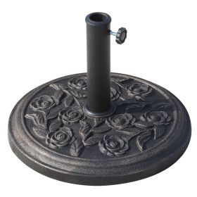 Round Resin Umbrella Base 18", Rose Floral Pattern, Market Parasol Stand for Î¦1.5", Î¦1.89" Pole - Bronze