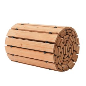 Wooden Garden Pathway, 12 ft L x 17 in W, Non-Slip Straight Garden Walkway, Roll Out Cedar Outdoor Walkway Path with Wire Rope Connection