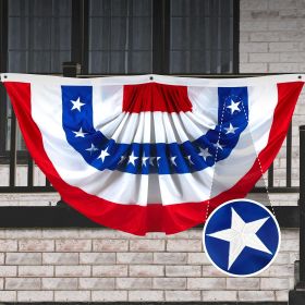 American USA Pleated Fan Flag 3x6 Feet American USA Bunting Decoration Flags Embroidered Patriotic Stars & Sewn Stripes Canvas Header Brass Gromm