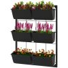 Wall Planter with 6 Pots, 3-Tier Design, Black, Ideal for Flowers and Vegetables, Enhances Garden Space