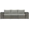 3 Seater Wicker Outdoor Couch Patio Sofa with Storage, Thickened Cushions and Wide Armrests for Porch Yard, Gray