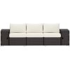 3 Seater Wicker Outdoor Couch Patio Sofa with Storage, Thickened Cushions and Wide Armrests for Porch Yard, Cream White