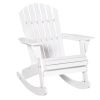 Snowy White Adirondack Rocking Chair for Outdoor Spaces, Slatted Back Design|