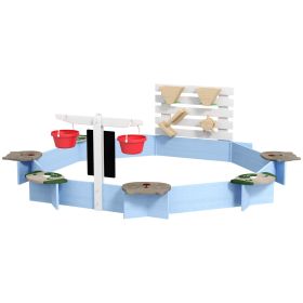 Large Wooden Sandbox for Kids, Blue, Spacious Outdoor Play Area, 85x85x25, Ideal for Ages 3-7