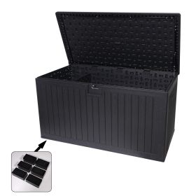 260 Gallon Resin Outdoor Deck Box Waterproof, Extra Large Patio Storage Box with Lockable Storage Containers for Patio Furniture Cushions