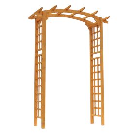 Round Garden Arbor 7.5 ft Fir Wood Archway for Climbing Plants Pergola Style Wedding Ceremony Yellow
