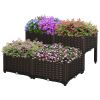 4 Piece Plastic Garden Bed, with Legs and Drainage Hole, Self-Watering and DIY, to Grow Flowers, Herbs & Vegetables, Brown