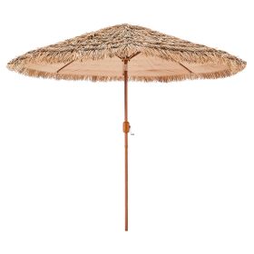 Tiki Umbrella, 9 ft Thatched Patio Umbrella with Tilt, Hawaiian Style Beach Parasol with Durable PP Thatch and 8 Metal Ribs