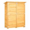 Outdoor Storage Shed, Large Wooden Outside Storage Cabinet with Waterproof Roof and Metal Frame