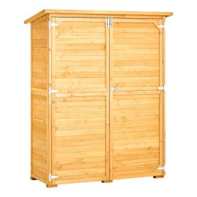 Outdoor Storage Shed, Large Wooden Outside Storage Cabinet with Waterproof Roof and Metal Frame