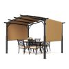 10 x 10 ft Outdoor Pergola, Arched Top Metal Pergola, Retractable Pergola with Sun Shade Canopy, Large Patio Shelter Pavilion