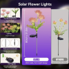 Red solar lantern with glowing flowers and stems, upgraded solar panels, solar lantern for outdoor garden decoration, courtyard decoration