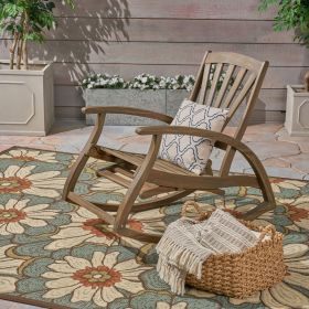 Outdoor Acacia wood Rocking Chair with Retractable foot panel,Rocker Patio Rocking Chair for Porch, Patio, Balcony,