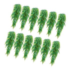 Artificial Ferns, 12 Pcs Fake Hanging Boston Fern Bush Plant with 32 Inch Hanging Length, Plastic Faux Greenery for Indoor/Outdoor Decor, For Wall