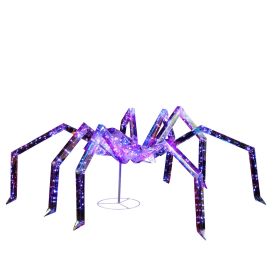 3FT Halloween Decorations Light Up Spider, Outdoor Halloween Decor Lighted Iridescent Spider, Weather Proof Pre-lit Spider with 340 LED Lights