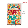 CIFbuy Happy Place Welcome Sign 8x12 Inch Colorful Floral Iron Metal Wall Hanging, Durable Contemporary Art Decor For Home Garden Indoo TikTok, TikTok