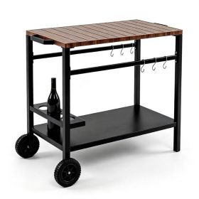 Stainless Steel Outdoor Grill Prep Table with Storage Cabinet Spice Rack & Tool Hooks