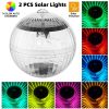 2PCS Solar Floating Pool Lights, IP65 Waterproof RGB ColorChanging LED Lights, SolarPowered with Hanging Hole for Pond, Fountain, Garden