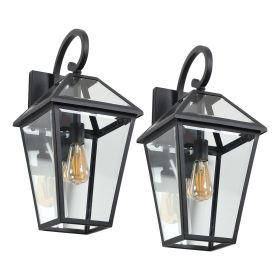 21"(H) 1-Pack Outdoor Wall Lantern Light â€“ Modern Black Metal & Clear Glass Sconce for Porch, Patio, and Garden Lighting (Bulb Not Included)