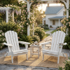 Wood Lounge Patio Chair for Garden Outdoor Wooden Folding Embossed Adirondack Chair Solid Wood Lounge Patio Chair with Wood Grain