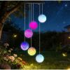 1Pc Solar Ball Wind Chime 7 Color Changing Wind Chime For Outside IPX4 Waterproof Outdoor Garden Yard Decor
