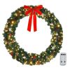48in 150 Lights 450 Branches PVC Bow Decoration Garland Garden Garland Decoration Green