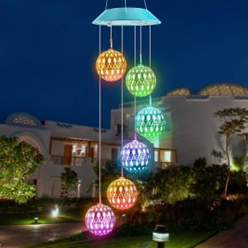 Solar Wind Chime, Color Changing Moroccan Ball Wind Chimes, LED Decorative Mobile, Gifts for Mom, Waterproof Outdoor Decorative Lights for Garden