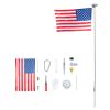 Flag Pole, 20ft Heavy Duty Sectional Flagpole Kit with 136 LED Solar Light for Outside House In Ground