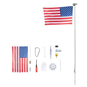 Flag Pole, 20ft Heavy Duty Sectional Flagpole Kit with 136 LED Solar Light for Outside House In Ground