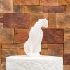 White Sandstone Effect Resin Cat Statue, Garden Decor Sculpture