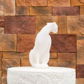 White Sandstone Effect Resin Cat Statue, Garden Decor Sculpture
