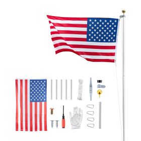 Flag Pole, 25ft Heavy Duty Sectional Flagpole Kit for Outside House In Ground