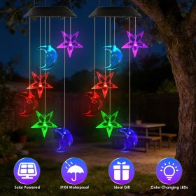 Fresh Fab Finds 2Pack Solar Moon and Star Wind Chimes 7 Color Changing Wind Chimes for Outside IPX4 Waterproof Outdoor Garden Yard Decor