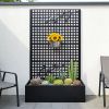 Metal Planter Box with Trellis 70.9in H x 43.3in W x 15.8in D - Outdoor Raised Garden Bed with Privacy Screen Lattice Panels for Patio Decoration for