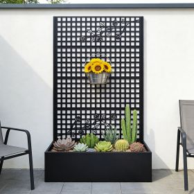 Metal Planter Box with Trellis 70.9in H x 43.3in W x 15.8in D - Outdoor Raised Garden Bed with Privacy Screen Lattice Panels for Patio Decoration for