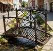Rust Brown 3.3' Metal Garden Bridge Decorative Classic Footbridge with Safety Railings for Backyard Pond Creek