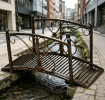 Rust Brown 3.3' Metal Garden Bridge Decorative Classic Footbridge with Safety Railings for Backyard Pond Creek