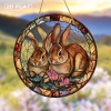 CIFbuy Acrylic Floral Rabbit Window Hanging Decor Colorful Outdoor Garden Porch Ornament(TikTok, temu pick-up service)
