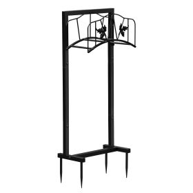 Detachable Garden Hose Holder 15.8"D x 8"W x 39.4"H, Sturdy Garden Hose Hanger Storage Rack, Outdoor Water Hose Organizer for Patio Garden Farm, Black