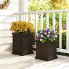 Square Plastic Planters Set of 2 Small Flower Pots with Drainage Holes and Nesting Design